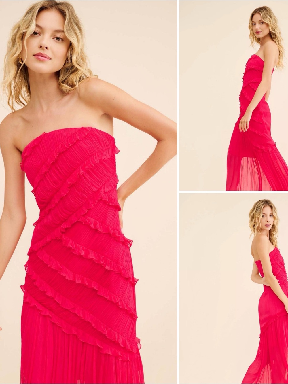 Vineet Bahl Chiffon Ruffle Midi Gown Dress